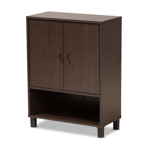 Baxton Studio Rossin Modern Dark Brown Finished Wood 2-Door Entryway Shoe Storage Cabinet with Bottom Shelf 182-11687-Zoro - main
